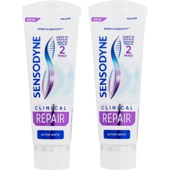 Sensodyne Clinical Repair Active White Duo избелваща паста за зъби за дълготрайно облекчаване на чувствителността на зъбите 2x75 ml