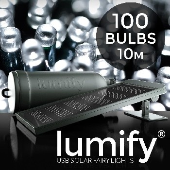 Solární LED řetěz s USB Solarcentre Lumify LW100 100 LED 10M studená bílá