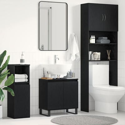 vidaXL Шкаф за мивка в баня Черния дъб 58 x 33 x 60 см Инженерно дърво (862889)