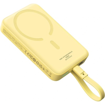 Baseus Magnetic Mini Wireless Charging Power Bank 10000 mAh 30W (P1002210BY23-00) - преносима външна батерия с USB-C порт и безжично зареждане с MagSafe (жълт)