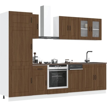 vidaXL Комплект кухненски шкафове от 8 части "Kalmar" от кафяв дъб, инженерно дърво (3314798)