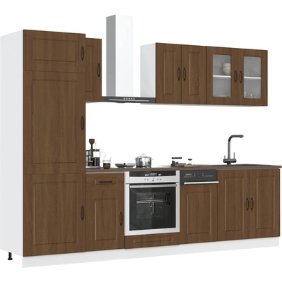 vidaXL Комплект кухненски шкафове от 8 части "Kalmar" от кафяв дъб, инженерно дърво (3314798)