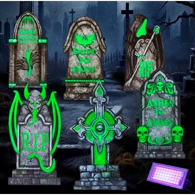 žiadna značka HALLOWEENSKE DEKORÁCIE 38 CM VONKAJŠIE CINTORÍN NÁHROBNÉ KAMENE FLUORESCENČNÉ