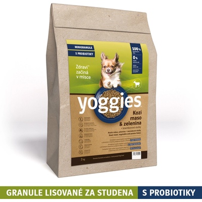 Yoggies hypoalergenní granule lisované za studena s probiotiky Kozí maso & zelenina 2 kg