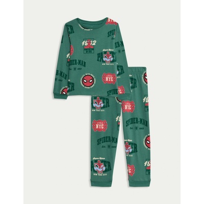 Marks & Spencer Пижама Spider-Man от чист памук (1-6 години) Marks & Spencer зелен Marks & Spencer | Zelen | Момчешки | 2-3 години