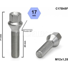 Kolový šroub M12x1,25x45 kužel, klíč 17, C17B45F, výška 71 mm