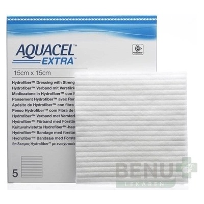 Aquacel Extra Krytie na rany so spevneným vláknom 15 x 15 cm 5 ks