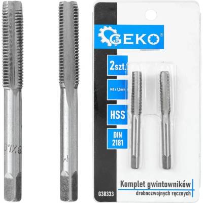 EU (GEKO) Sada ručných závitníkov pre jemný závit, 2 ks HSS DIN 2181 M8x1,0mm
