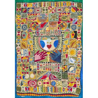 Grafika Motív z kúskov látky na patchwork 1000 dielov