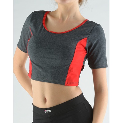 GINA 97012P Top krátky rukáv tm šedá třešňová