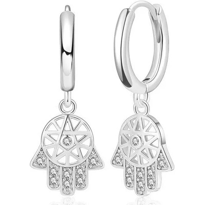 Majya Strieborné náušnice HAMSA ruka 10407