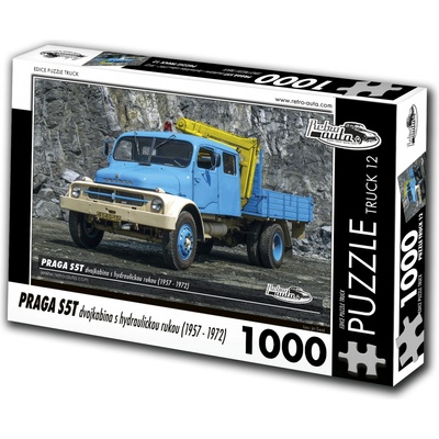 RETRO-AUTA TRUCK č.12 Praga S5T dvojkabina s hydraulickou rukou 1957-1972 1000 dílků