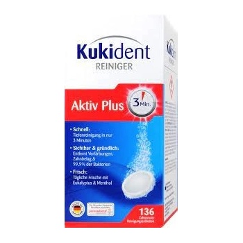 Kukident AktivPlus tablety na čištění zubních protéz 136ks