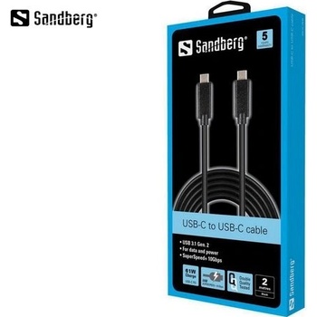 Sandberg 136-09 USB-C samec - USB-C 3.1 samec Gen.2, 2m, černý