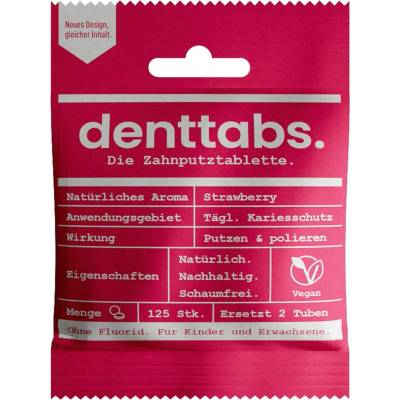 Denttabs prírodná pasta v tabletách pre deti jahoda s fluoridom 125 ks 40 g
