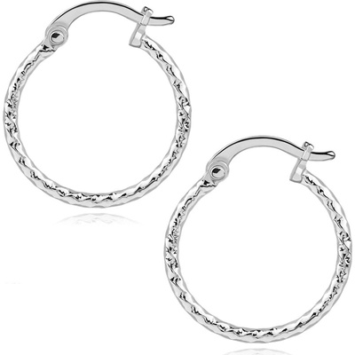 Šperky Eshop Stříbrné náušnice 925 kruhy se spirálovitě točeným ramenem, 18 mm S16.18
