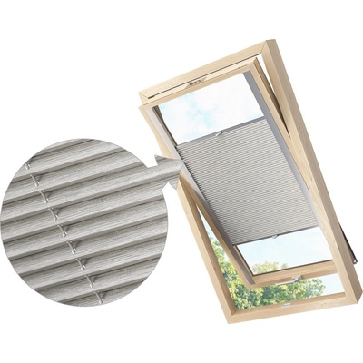 Zebra-shop Zastiňující roleta Plissé pro střešní okno Sv. Šedý melír PD306 Velux C02 stříbrná