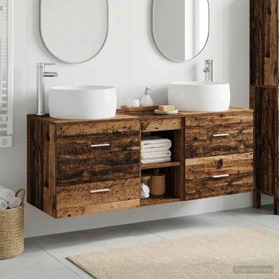 vidaXL Комплект мебели за баня 3 бр. Старо дърво 49, 5 x 44, 5 x 66 см (3405929)
