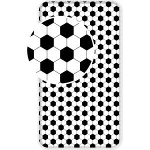 Jerry Fabrics Черно-бял еластичен единичен памучен детски чаршаф 90x200 cm Football - Jerry Fabrics (20FT328)