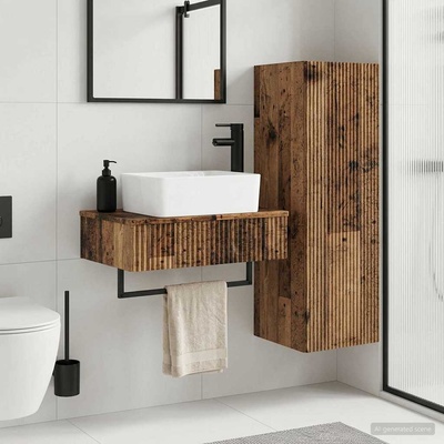 vidaXL Комплект мебели за баня 2 бр. Старо дърво 33 x 34, 5 x 100 см (3406111)