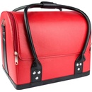 Aspira Luxusný kozmetický kufrík čierny červený úchyt model 01