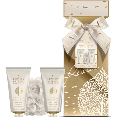 Grace Cole Warm Vanilla & Sweet Almond umývací gél 100 ml + telové mlieko 100 ml + umývacia huba darčeková sada