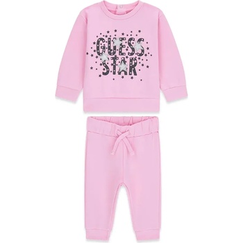 Guess Спортна блуза и спортен панталон в розов цвят за бебе момиче с надпис Guess Star