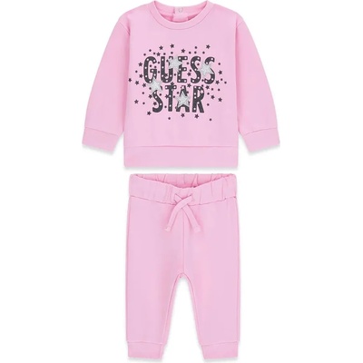 Guess Спортна блуза и спортен панталон в розов цвят за бебе момиче с надпис Guess Star