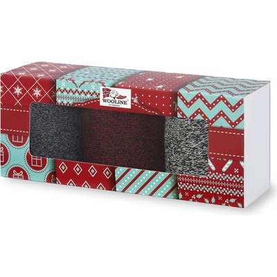Wooline Darčekové balenie ponožky 3v1 MERINO NATURAL WOOL 3 dámske