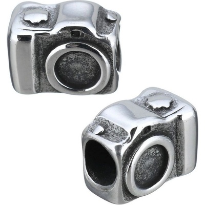 Šperky4U Navlékací ocelový přívěšek korálek fotoaparát K0033