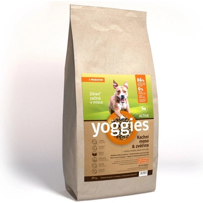 Yoggies Active granule lisované za studena s probiotiky Kachní maso & zvěřina 20 kg