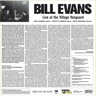 The Bill Evans Trio - Bill Evans Live At The Village Vanguard LTD LP