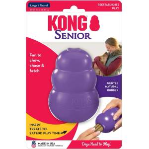 KONG Large Senior - Забавна гумена играчка за кучета над 6г. с пространство за лакомства 10 см