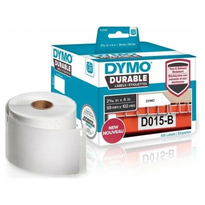DYMO 2112290 etikety v roli 102 x 59 mm polypropylénová fólia biela 300 ks trvalé univerzálne etikety, adresná nálepky; 2112290