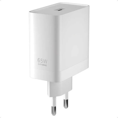 OnePlus GaN SUPERVOOC Fast Wall Charger 65W USB-A - захранване за ел. мрежа за лаптопи, смартфони и таблети с USB-A изход с технология за бързо зареждане (бял)