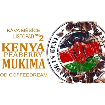 COFFEEDREAM KENYA PEABERRY Plus MUKIMA Hrubé mletí frenchpress filtrovaná káva 250 g