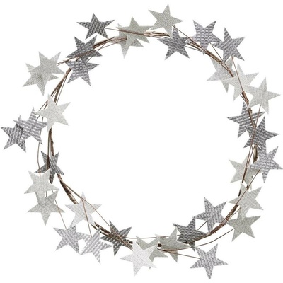 Vianočná dekorácia Star veniec 50 cm strieborná