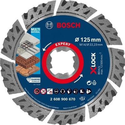 BOSCH Diamantový dělicí kotouč EXPERT MultiMaterial X-LOCK 125 × 22,23 × 2,4 × 12 mm 2.608.900.670