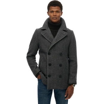 SUPERDRY Палто Superdry Merchant Wool Blend Pea coat - Grey (Charcoal Herringbone)