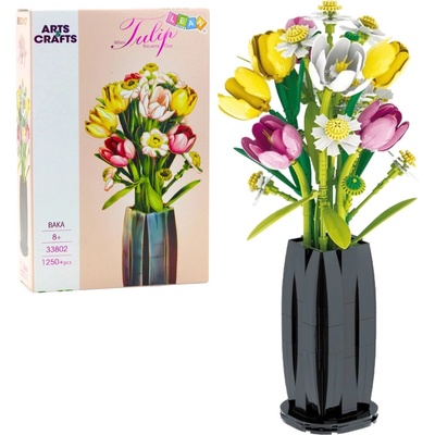 LeanToys Stavebnica – kytica tulipánov vo váze 1250 ks