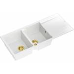 Quadron Вградена композитна мивка Quadron Evan 121 бяло - златисто 116x50 см (HQE11650U1_PVDG1_P2O) Мивка за вграждане