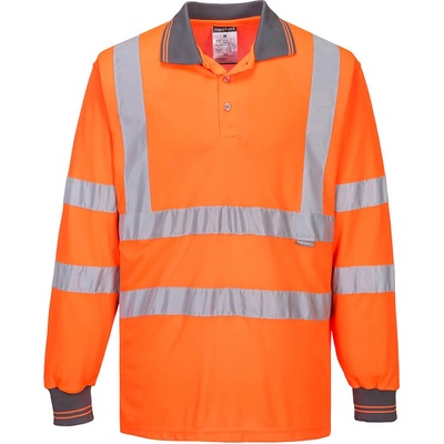 Portwest hi-vis s277 / Функционална светлоотразителна поло тениска с дълъг ръкав - hv оранжева s (s277orrs)