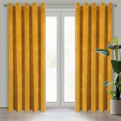 EUROFIRANY ZATEMŇOVACÍ ZÁVĚS NA KROUŽCÍCH VILLA 140X250 CM HOŘČICOVÁ