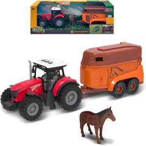  Farm service - Трактор с ремарке за коне и кон с звуци и светлини (21h-36k)