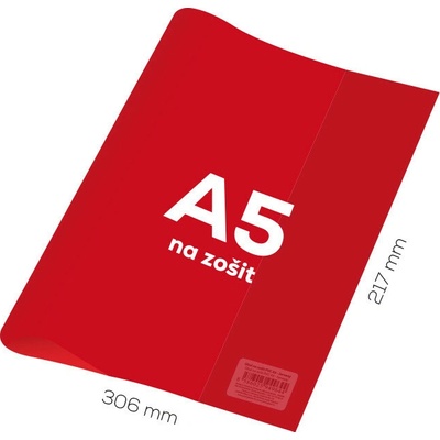 Obal na zošit A5 pvc transparentný červený