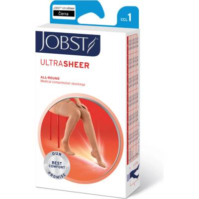 Jobst Ultra Sheer kompresívne stehenné pančuchy s lemom s otvorenou špičkou čierne