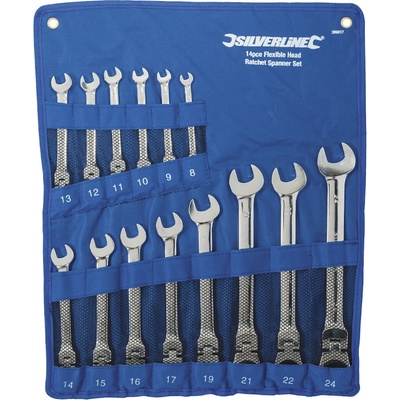 Silverline Kľúče račňové očkoploché s kĺbom 8 – 24 mm súprava 14 ks 399017