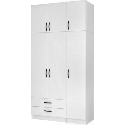 TopMebel Ricardo тридверен меламинов гардероб с шкаф в бял цвят 120x51, 8x240см