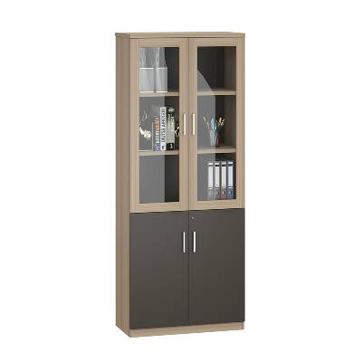 Шкаф RFG Milano, със стъклени врати, 800 х 400 х 2000 mm, ПДЧ, светъл дъб и тъмносиво