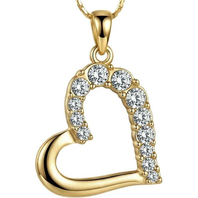 Elanis Jewel Dámský pozlacený náhrdelník velké srdce s čirými krystaly Swarovski® EJ00034